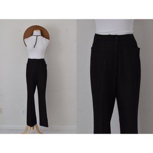 Vintage 90s Black & Green Wool Lined Trousers size 12‎ | 32 waist